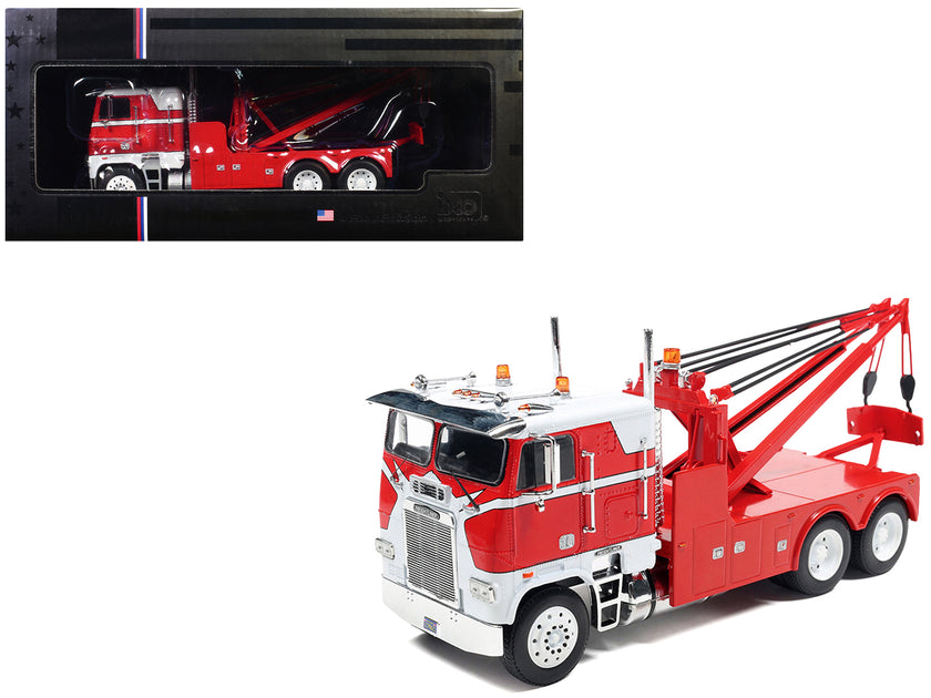 IXO Models 1987 Freightliner FLA Tow Truck Red and White 1/43 2