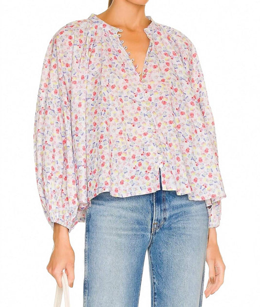 SOMETHING NAVY Langarm Flowy Button Up Top Beige XLarge 4