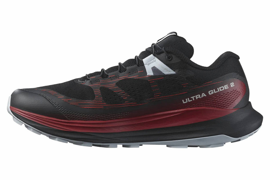【Salomon】 ULTRA GLIDE 2 - BLACK/BIKING RED/PEARL BLUE SALOMON Men's Ultra Glide 2 Trail Running Shoes In Black