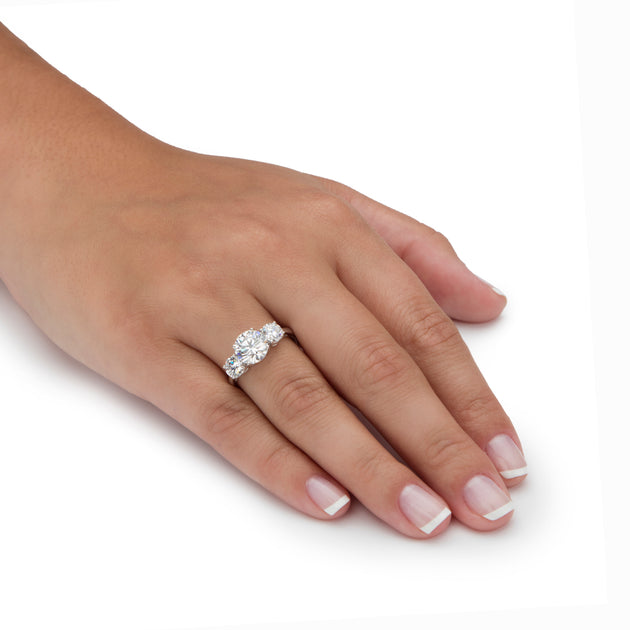 Palm 3 TCW Cubic Zirconia Silver Ring White US 6 4