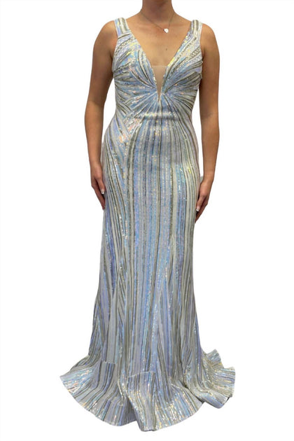 JOVANI Sequin Maxi Dress Multi US 6 2