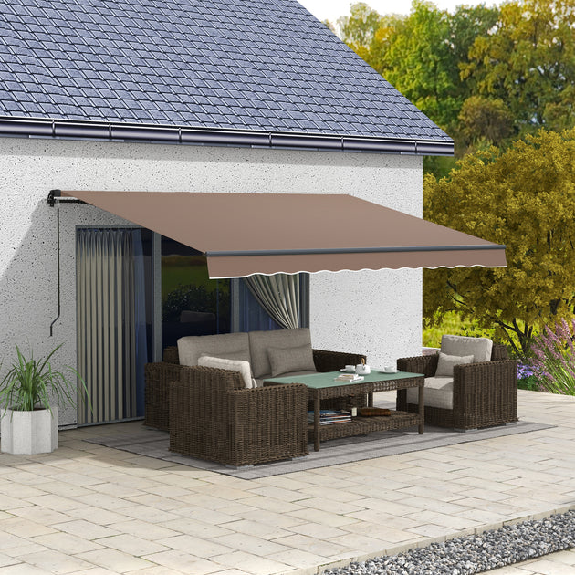 Hivvago Manual Retractable Patio Awning Beige 4