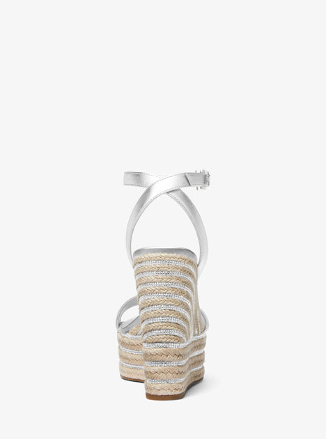 Michael Kors Leighton Wedge Sandal Silver US 10 2