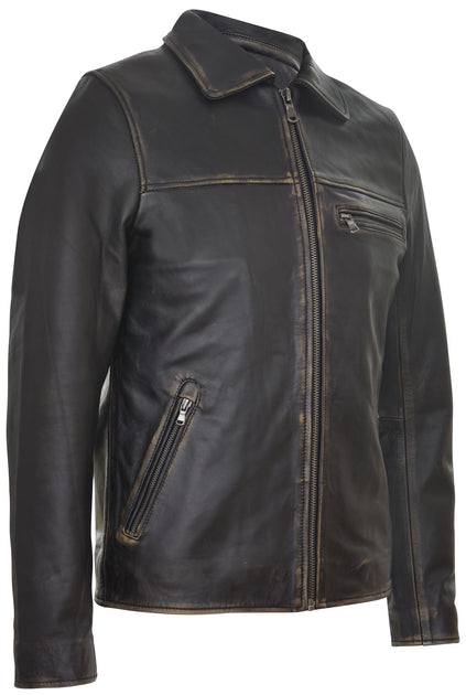 Infinity Men's Harrington Cow Hide Leather Jacket Black 4XLarge 3