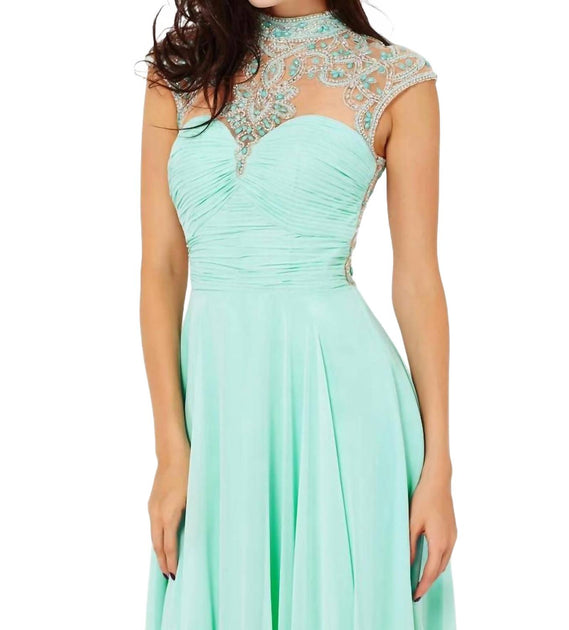 Angela & Alison Trägerloses Perlen-Promkleid Blau US 2 3