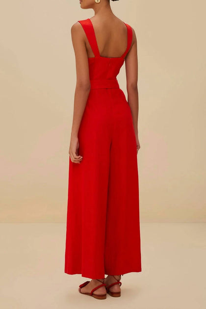 FARM Rio Sleeveless Maxi Jumpsuit Red Medium 3