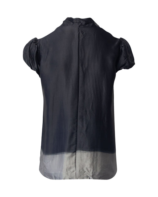 Theory Tie Front Blouse Puff Sleeves Black Medium 4