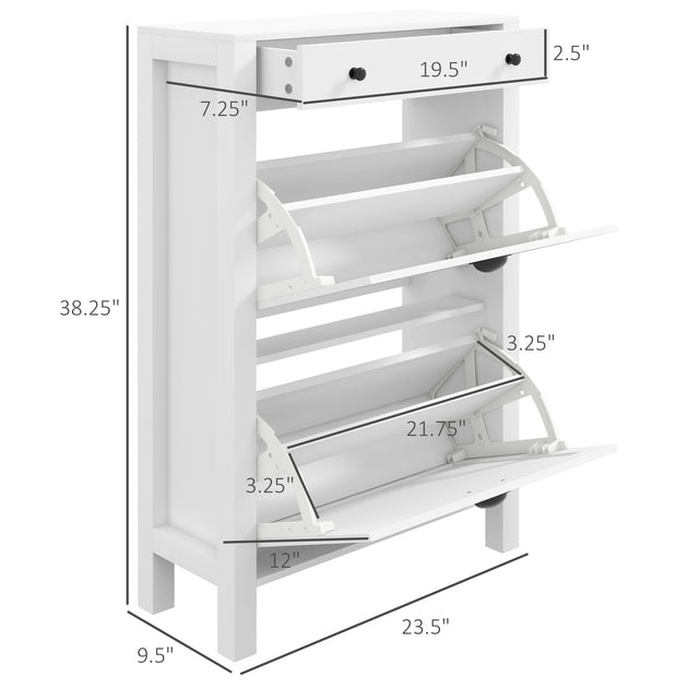 Hivvago 2-Drawer Shoe Storage Cabinet White 4