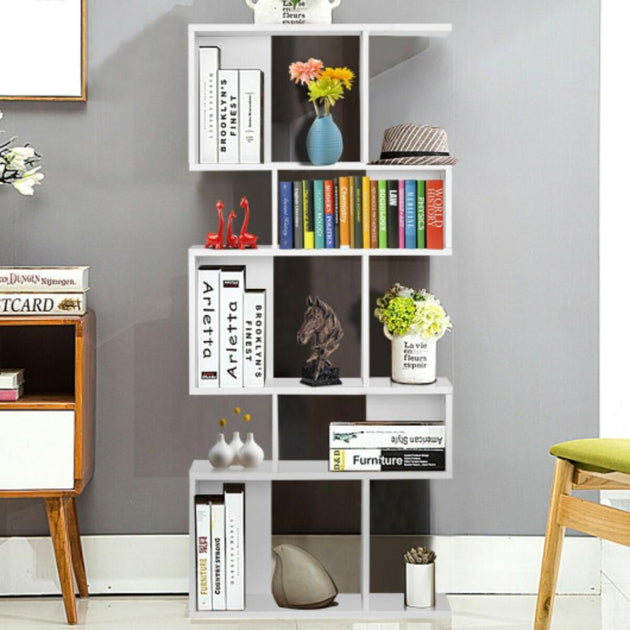 Hivvago 5 Cubes Ladder Shelf Corner Bookshelf White 2