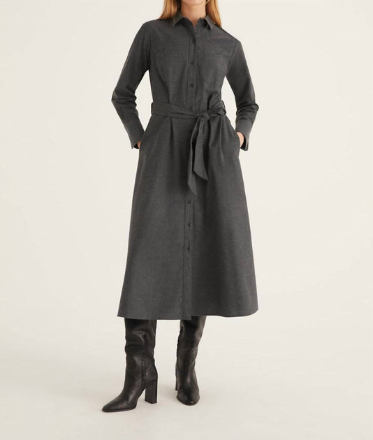 ROSSO35 Belted Long Dress In Light Grey