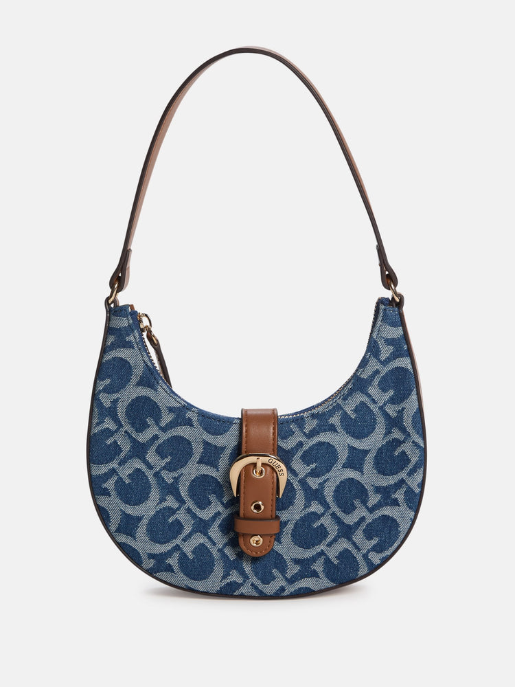 Guess Factory Nyra Denim Logo Mini Shoulder Bag | ShopSimon