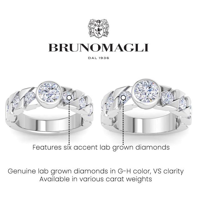Bruno Magli Men's Solitaire Ring Silver US 12 3