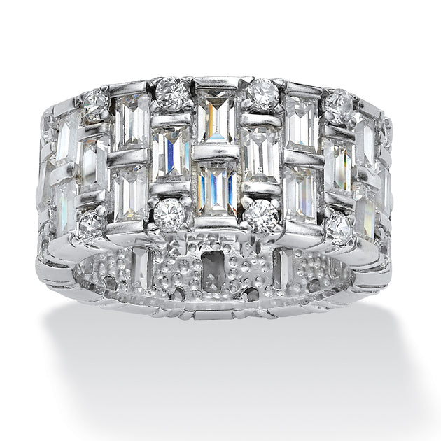 Palm 5.12 TCW Baguette Cubic Zirconia Eternity Band White US 7 2