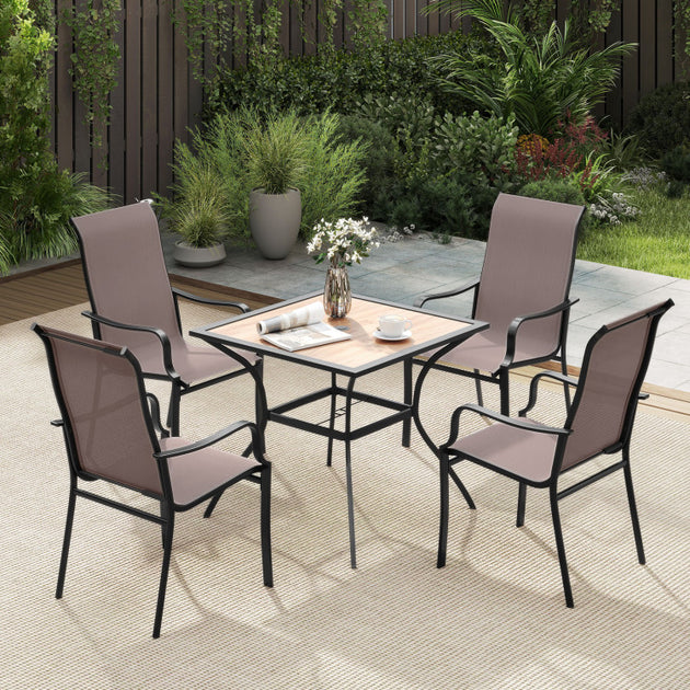 Hivvago Patio Dining Chair Brown/Black 4