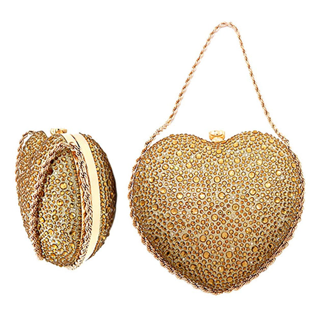 FASHNZFAB Heart Shaped Evening Clutch Gold One Size 4