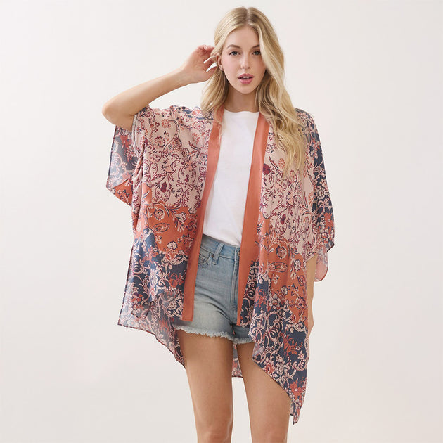 TRUEDAMES Kimono Poncho Floral Multi One Size 4
