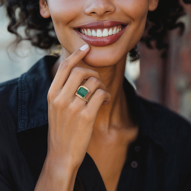 Ross-Simons Emerald Bypass Ring White Topaz Green US 5 3