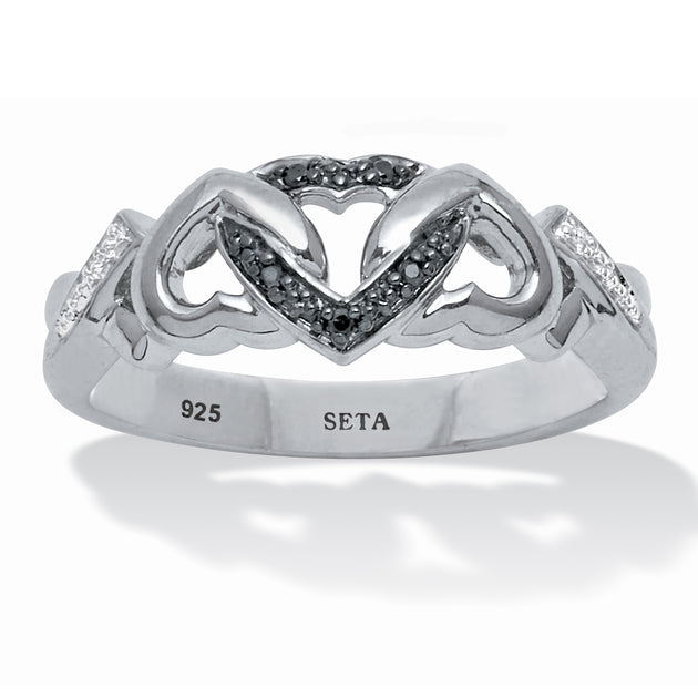 Palm Interlocking Hearts Promise Ring Silver US 7 2