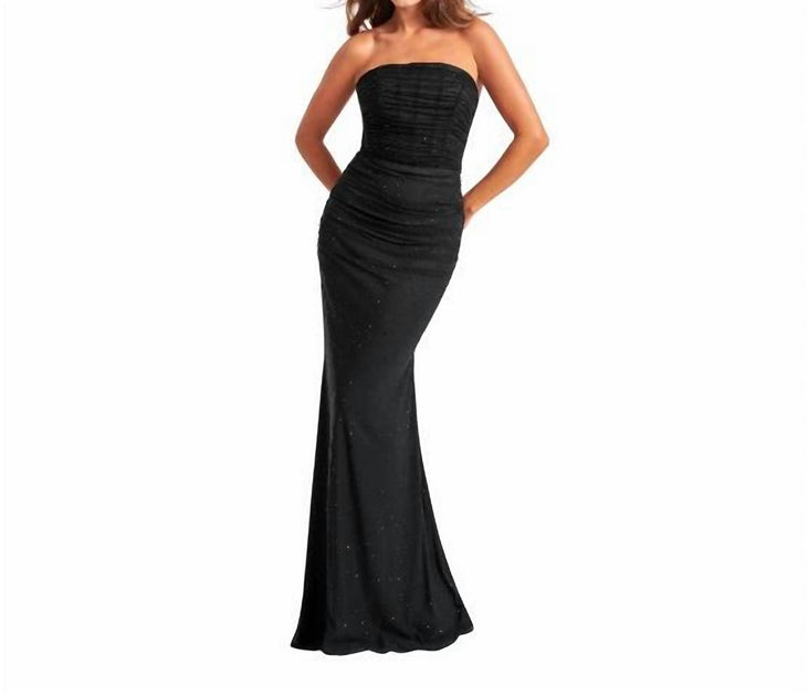 Faviana Strapless Mesh Maxi Dress Black US 6 4