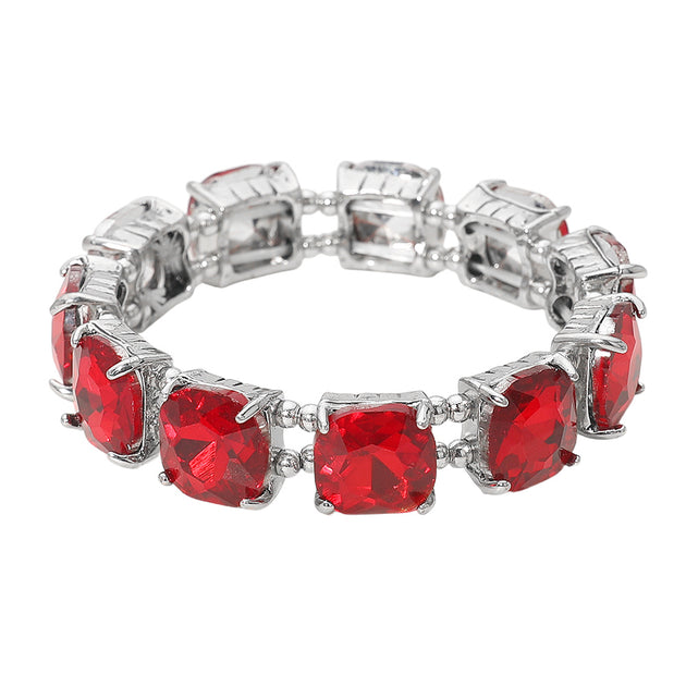 FASHNZFAB Square Stone Stretch Evening Bracelet Multi One Size 10