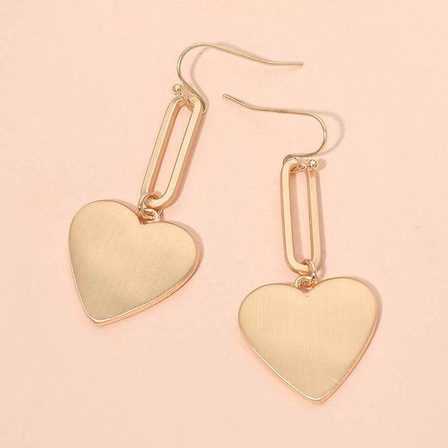 FASHNZFAB Metal Heart Plate Drop Earrings Multi 4