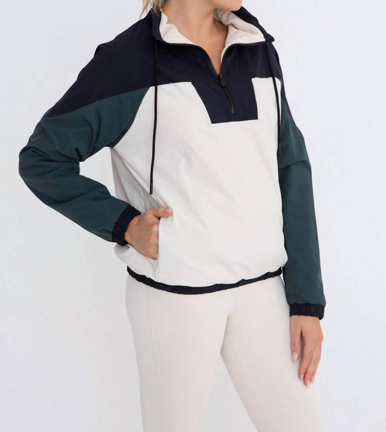mono b Dash Color Block 1/4 Zip Pullover Jacket Green 3X 3