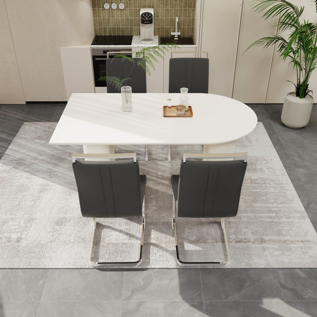 Streamdale Medieval Modern MDF Dining Set Cream 3