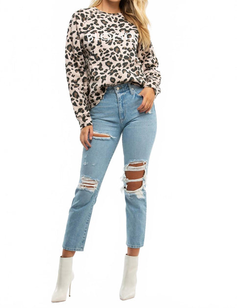 Brunette the Label Blonde Middle Sister Crewneck Top Beige Small/Medium 4