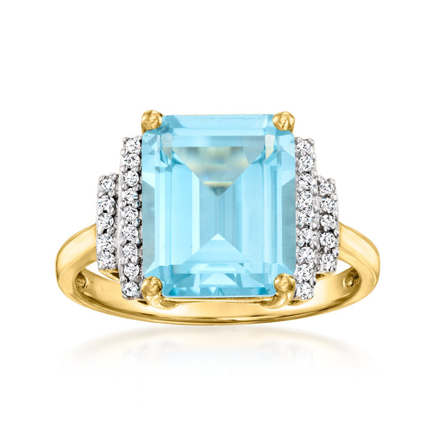 Ross-Simons Topaz Diamond Ring Blue US 8 3