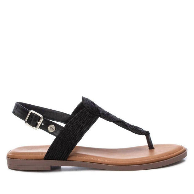 Xti Braided Strap Thong Flat Sandals Black US 6 2