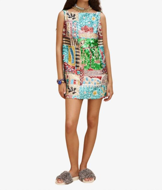 ALEMAIS Jazz Embellished Mini Dress Multi US 4 2