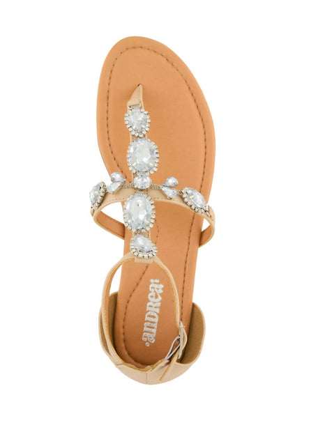  Andrea Women's Jewel Embellished Sandal Beige US 7 4