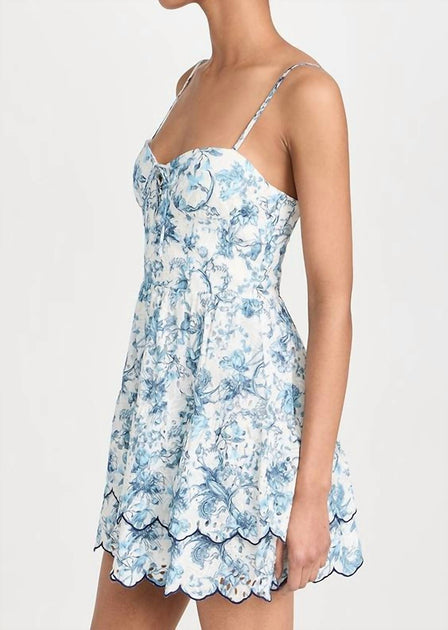 alice + olivia Daisy Tiered Ruffle Mini Dress In Je L'adore Spring Sky