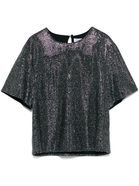 Giuseppe Di Morabito Textured Black Viscose T-Shirt | ShopSimon