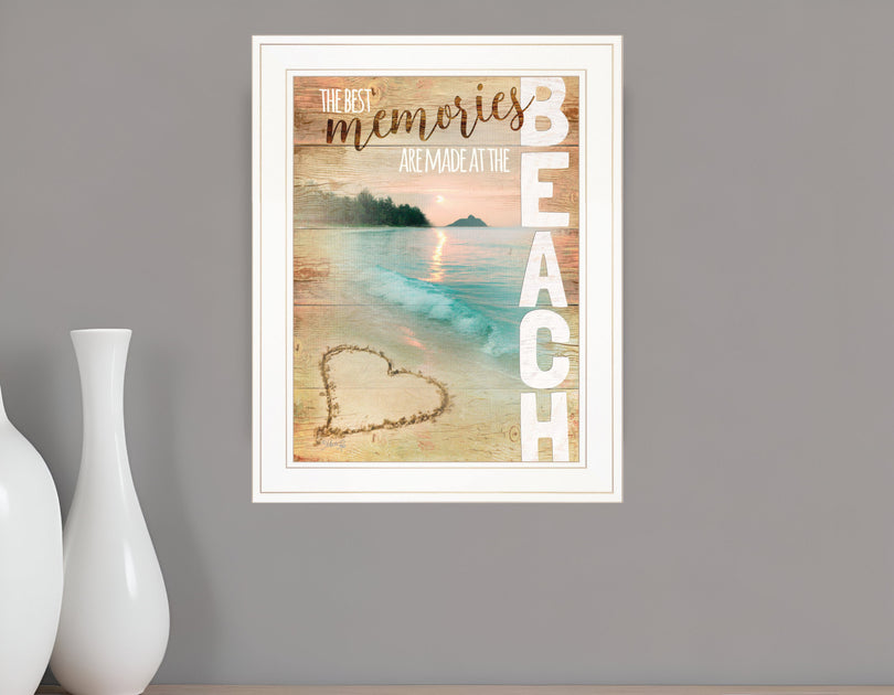 Hivvago Beach Memories 1 Framed Print Wall Art White 2