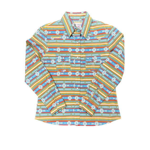 Panhandle Girl's Light Stripe Snap Shirt Yellow Large 2