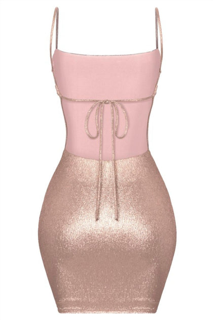 Tresser Metallic Mini Dress Pink Large 4