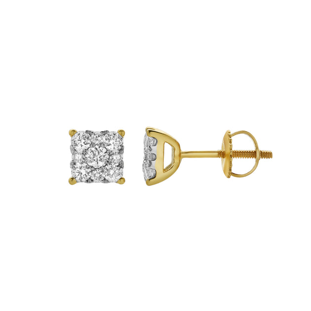 LuvMyJewelry Nova Unisex Cluster Earrings Silver 0.25ct 3