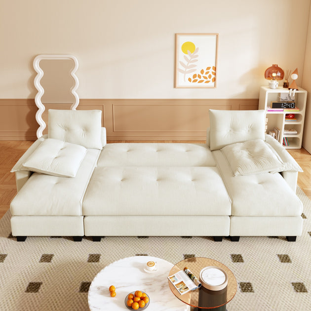 Streamdale U-Shaped Sleeper Sofa with Pull Out Bed Gray 4