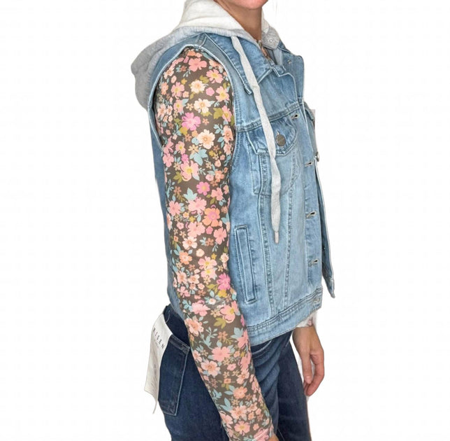 RISEN Saffira Hooded Denim Vest Multi Plus Size 3X 4