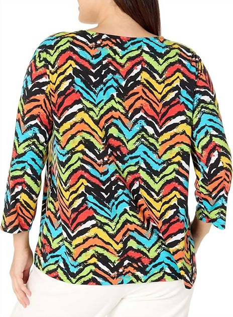 Multiples Colorful Side Drawstring Tunic Top Multi Small 3