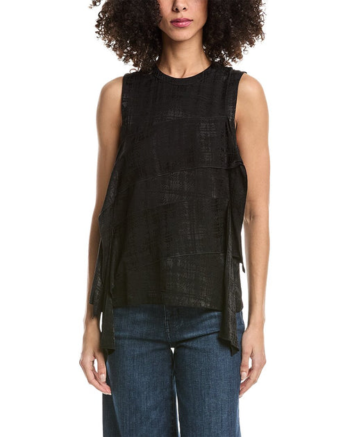 3.1 Phillip Lim Fluid Plaid Sleeveless Top Black US 2 2