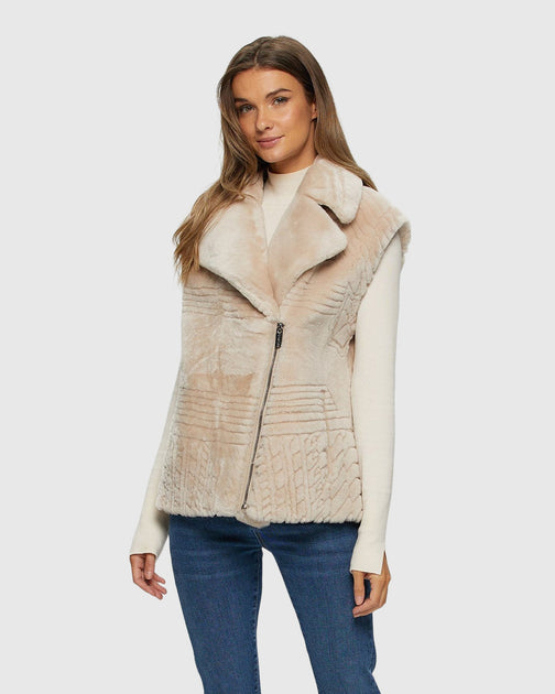 Gorski Shearling Lamb Zip Vest Beige Medium 2