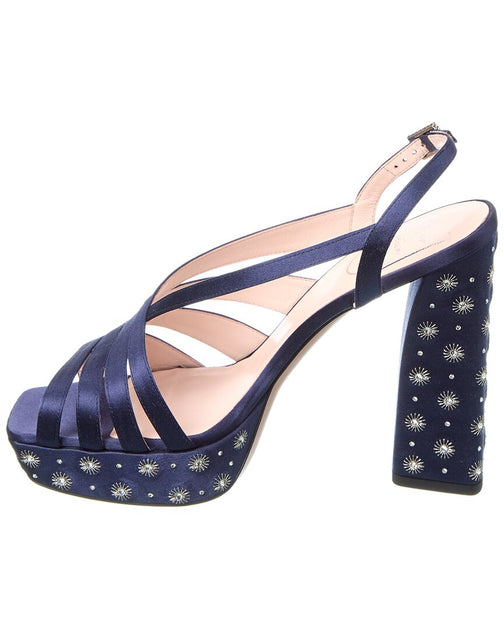 Roger Vivier Mini Platform Satin Sandal Blue EU 37.5 3