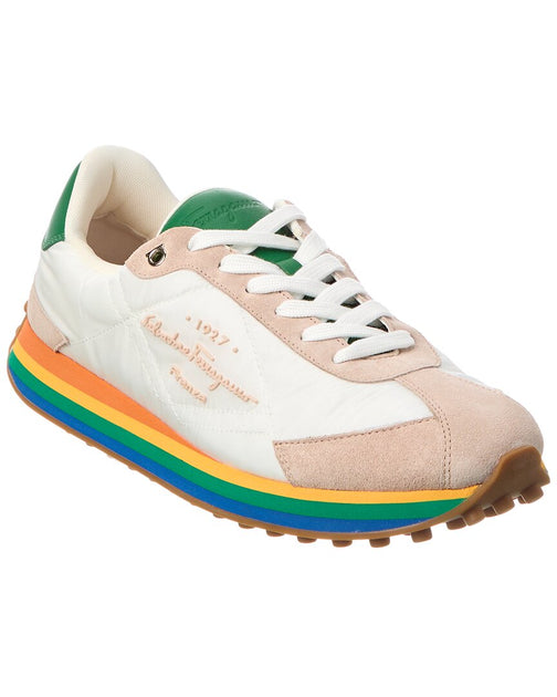 Salvatore Ferragamo Quilted Canvas & Suede Sneaker Multi US 7.5 2