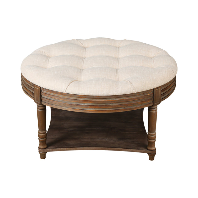 GOODSILO Round Tufted Ottoman Coffee Table Storage Footstool 2