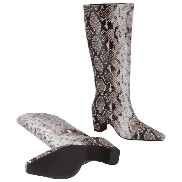 St. Agni Python Print Leather High Boots Grey US 6 3