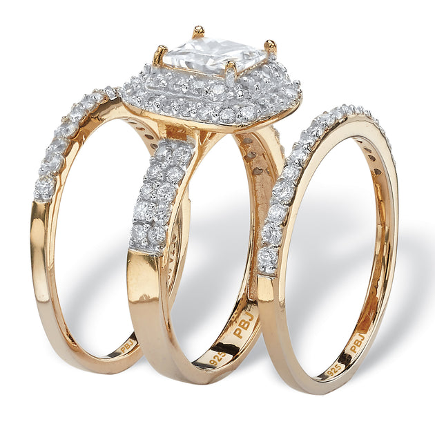 Palm 2.37 TCW Cubic Zirconia Bridal Set Silver US 6 3