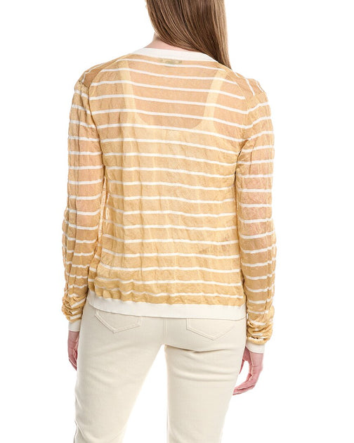 Lafayette 148 New York Crinkled Cardigan Beige XL 3
