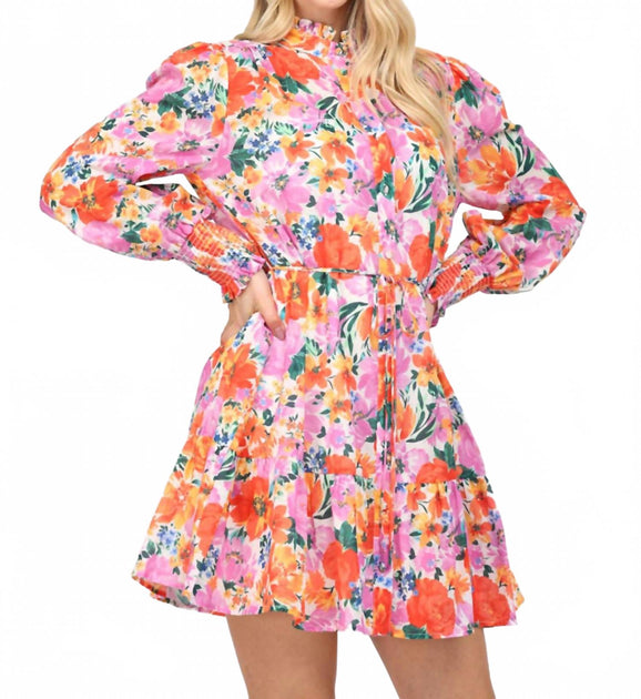 Fate Floral Button Front Dress Multi Medium 2